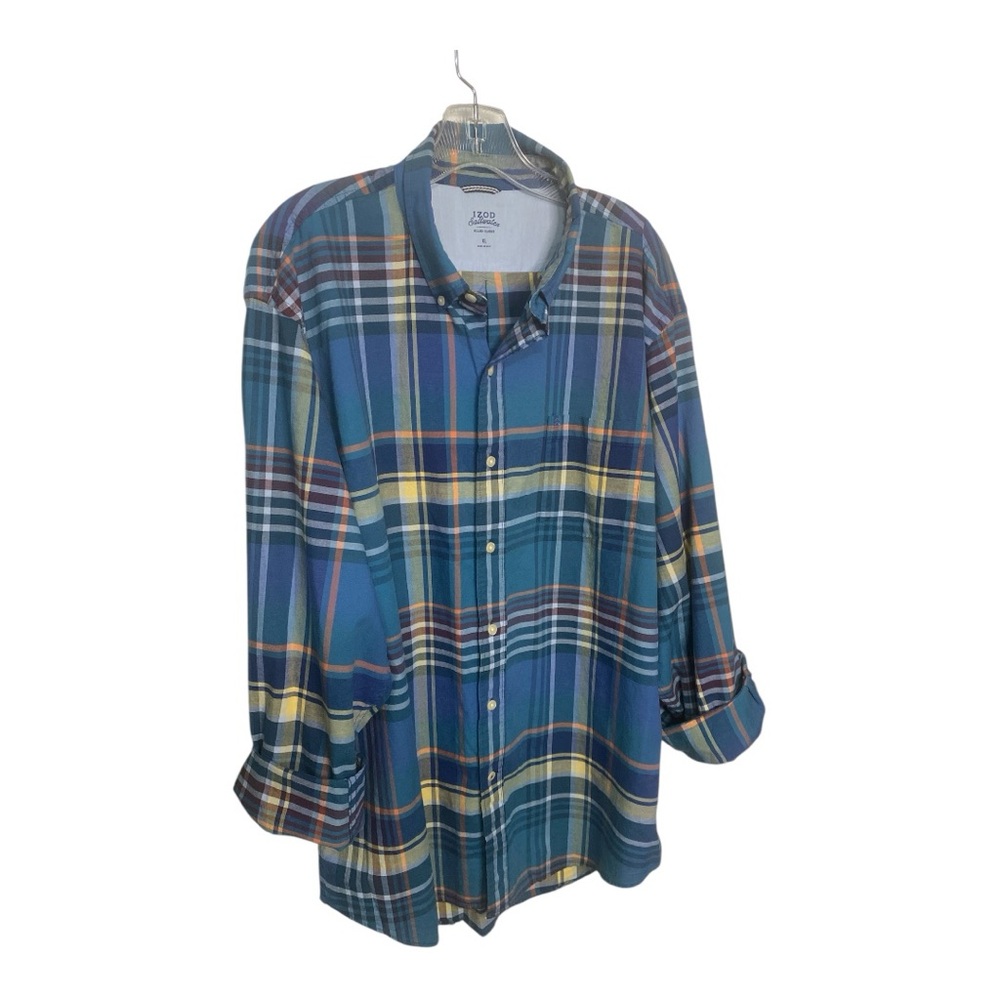 Men’s Saltwater Multicolor Plaid Long Sleeve Button Down Cotton Shirt Size XL